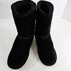 BEARPAW EMMA BLACK WOMEN'S SHORT SUEDE BOOTS SIZE 10 COZY COMFORTABLE